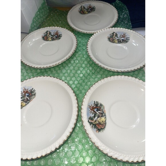 5 The Harker Pottery Company - Saucer - 22K Gold Trim - Colonial Couple - Picture 1 of 12